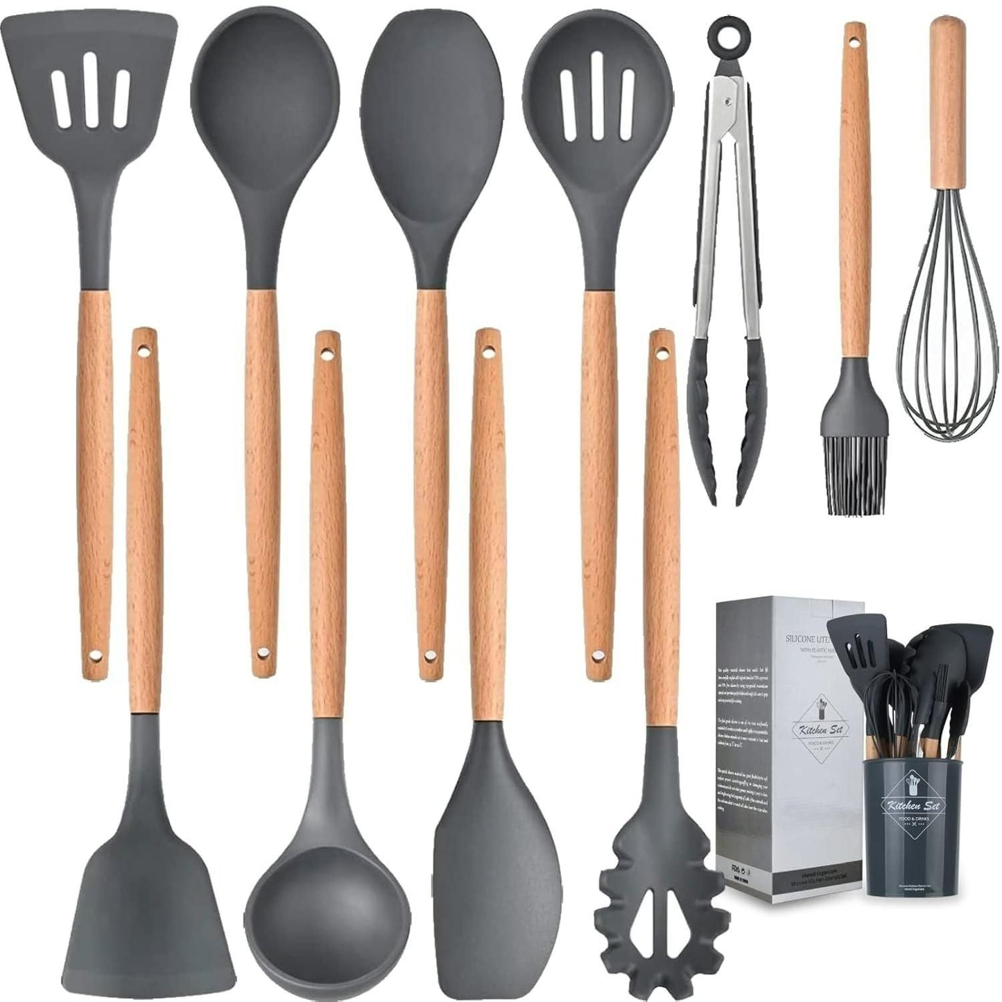 All-in-One 11-Piece Silicone Kitchen Utensils Set – Premium Non-Stick Tools